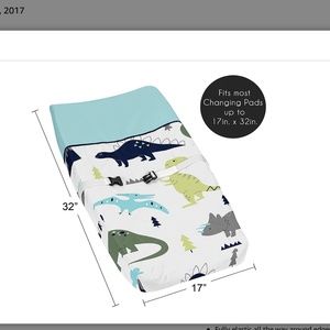 Blue and Green Modern Dinosaur Girls Boys Baby Changing Pad Cover